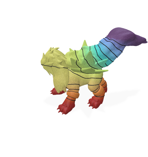 Harmonic interpolation on Entei model using linear shape functions
