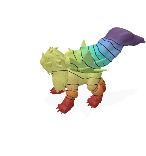 Harmonic interpolation on Entei model using quadratic shape functions