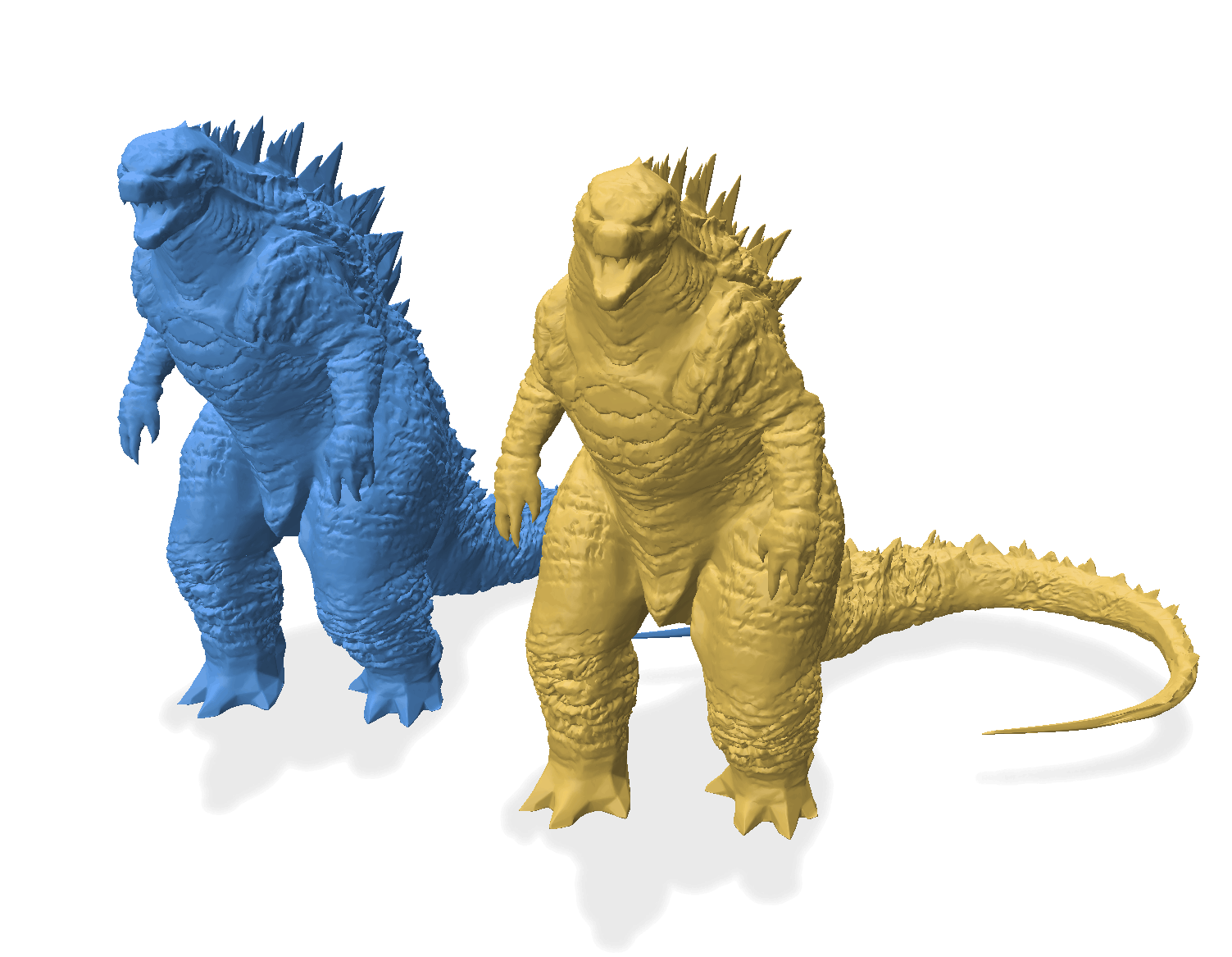 Godzilla model with fine details being smoothed out via diffusion